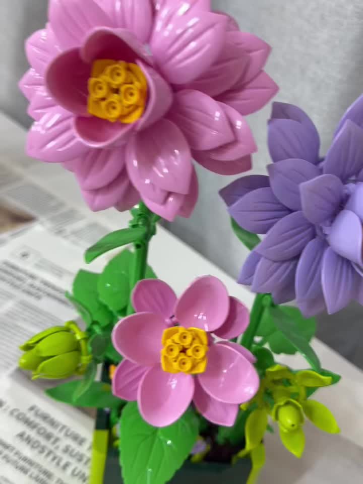 Creative Dahlia Potted Plant Building Block Set